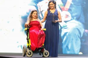 Evani Calado (Bocha) durante o Prêmio Paralímpicos do Comitê Paralímpico Brasileiro na festa que acontece nesta quarta-feira (07/12), no Vivo Rio, que tem o objetivo de homenagear os atletas paralímpicos que se destacaram durante o ano em competições nacionais e internacionais.. Foto: Rudy Trindade/FramePhoto