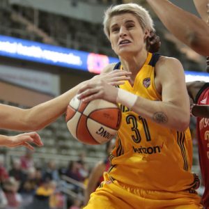 INDIANAPOLIS, IN - MAY 02: Nadia Colhado #31 of the Indiana Fever handles the ball against the Washington Mystics on May 2, 2017 at Indiana Farmers Coliseum in Indianapolis, Indiana. NOTE TO USER: User expressly acknowledges and agrees that, by downloading and/or using this Photograph, user is consenting to the terms and conditions of the Getty Images License Agreement. Mandatory Copyright Notice: Copyright 2017 NBAE (Photo by Ron Hoskins/NBAE via Getty Images)