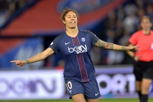 PARIS, FRANCE - MARCH 29: Christiane of Paris Saint Germain reacts after scoring during the Champions League match between Paris Saint Germain and Bayern Munich at Parc des Princes on March 29, 2017 in Paris, France. (Photo by Aurelien Meunier/Getty Images)