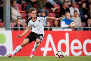 Nina Burger of Austriaduring the friendly match between the women of The Netherlands and Austria at at The Adelaarshorst on on June 13, 2017 in Deventer, The Netherlands(Photo by VI Images via Getty Images)